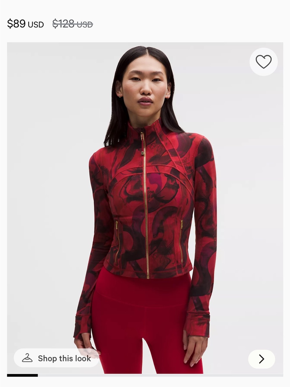 Lululemon Lunar New Year Define Cropped Jacket color Lunar Plumes Red Multi